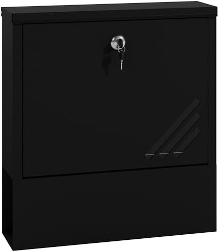 HOMCOM Cassetta Postale a Muro con Finestrella, Serratura e 2 Chiavi, Cassetta delle Lettere Max A4 in Metallo, 30x8.5x32.5 cm, Grigio Carbone