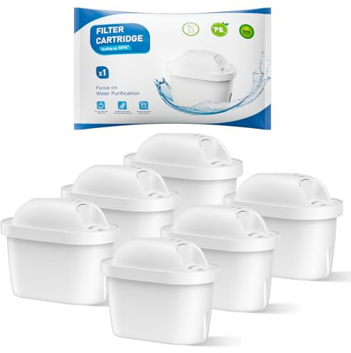 BREAUILL Cartucce Filtro Dell'acqua, Compatibile Con Brita Maxtra Pro All-in-1, Maxtra+ Plus, Compatibile Con Brita Marella Bollitore, Riducono Odori e Impurità (6)