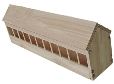 KiBcsLic Comedero para Palomas Alimentador de Aves Dispensador para Pollos Canal de Alimentación de Madera Resistente con Diseño Antidesperdicio Adecuado para, 60cm