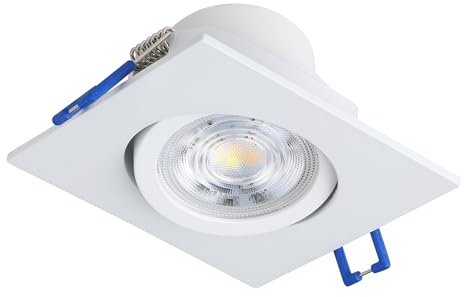 EGLO 3-pack infällda spotlights Saliceto | dimbara kvadratiska takspots i vit aluminium, neutralvit, 8,8 x 8,8 cm