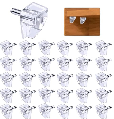 30 Shelf Support Pegs, 5mm Shelf Support Pegs,Clear Plastic Replacement Peg Cabinet Shelf Supports Pins for Kitchen Furniture Book Shelves Shelf Holder Locking Pins