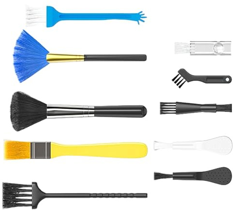 Pulitore Tastiere Set 10 Pezzi Spazzole per Pulizia Tastiera | Spolverino Portatile Maneggevole per la Pulizia Dettagliata di Tablet, Viaggio, Mousepad, Lavoro, Scrivania, Telefono,