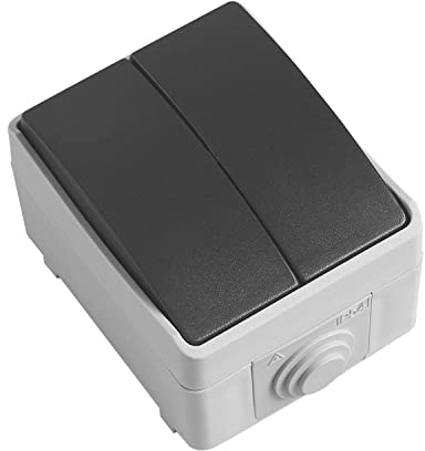 Amig - Interruttore doppio interruttore di sovrapposizione Mod.3612 impermeabile IP54 di tensione massima 230 V - Pulsante adatto per esterni e interni - Ideale per terrazze, giardini, garage o