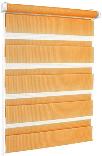 ROLLMAXXX Duo-rollo Doppelrollo Klemmfix ohne Bohren (80 x 150 cm, Orange)