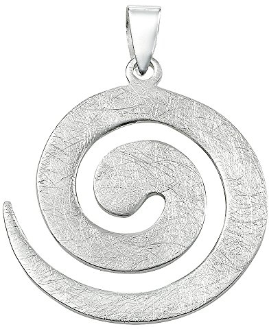 Vinani Damen Anhänger 925 Silber - Anhänger mit Spiralen Design groß gebürstet aus 925 Sterling Silber für Frauen 2ASP-EZ