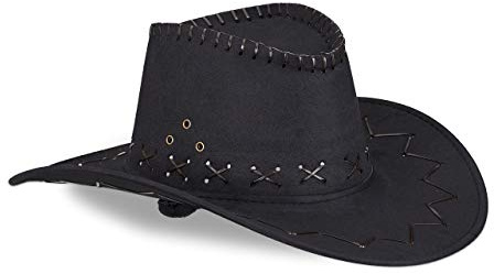 Relaxdays Cappello da Cowboy, Cowgirl per Feste di Carnevale, Stile Western, per Adulti, Uomo o Donna, Nero