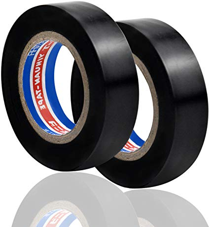 2 Pack PVC Insulation Tape, Electrical Tape, Waterproof Adhesive Gaffer Tape for Auto Vehicle Motorcycle Cables, 18mm × 25m/ 0.7inch × 82 Feet (Black)