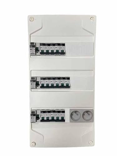Tableau électrique pré-équipé et pré-câblé 3 rangées idéal T3-T4 avec 13 disjoncteurs et 3 interrupteurs différentiels (2 prises modulaires)