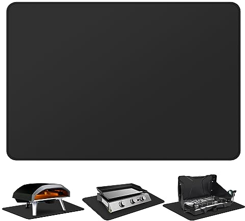 FLASLD Blackstone - Tappetino Ignifugo e Impermeabile per Barbecue, Resistente al Calore per Tavolo di Preparazione all'Aperto (Nero, 61x91 cm)