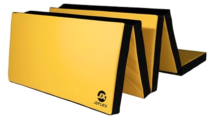 Jeflex - Gelb Schwarze klappbare Weichbodenmatte & Turnmatte 250 x 100 x 8 cm MADE IN GERMANY/faltbare Gymnastikmatte/platzsparende Fitnessmatte & faltbare Yogamatte/Sportmatte für Kinderzimmer
