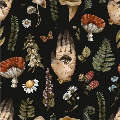 SOEWIOU Thick Self-Adhesive Wallpaper,300 * 44.5cm Black Hand-Eyes Wallpaper Flowers Leaves Waterproof Furniture Wallpaper DIY Removable Wall Protection Film for Living Room Bedroom