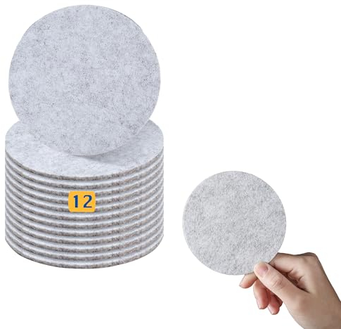 5mm Filzuntersetzer Rund für Gläser 12er Set, Design Glasuntersetzer in Hellgrau für Getränke, Bar, Tassen, Glas - Tischuntersetzer Untersetzer Gläser