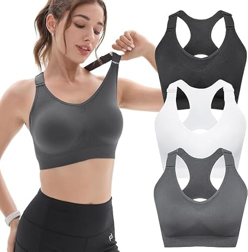 FITTIN Adjustable Sports Bras for Women: Padded Racerback Seamless Workout Yoga Bras