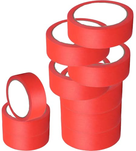 Candeon Nastro Per Mascheratura Rosso, 10 Rotoli 35mm x 20m Rosso Nastro Carta Imbianchino Nastro Adesivo Carta, Scotch Di Cartas Masking Tape Per Imbianchino, Mascheratura, Ristrutturare