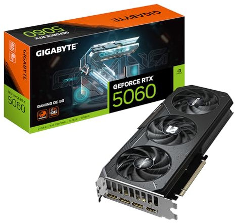 Gigabyte GeForce RTX 5060 Gaming OC 8G Grafikkarte - 8GB GDDR7, 128bit, PCI-E 5.0, 2595 MHz Kerntakt, 3 x DisplayPort, 1 x HDMI, GV-N5060GAMING OC-8GD