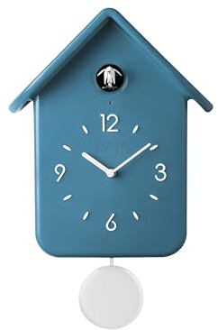 Guzzini - QQ Premium - Orologio da Parete con Pendolo - Blu Ceruleo, 24,8 x 12 x h39 cm - Design Brogliato Traverso - 168650275