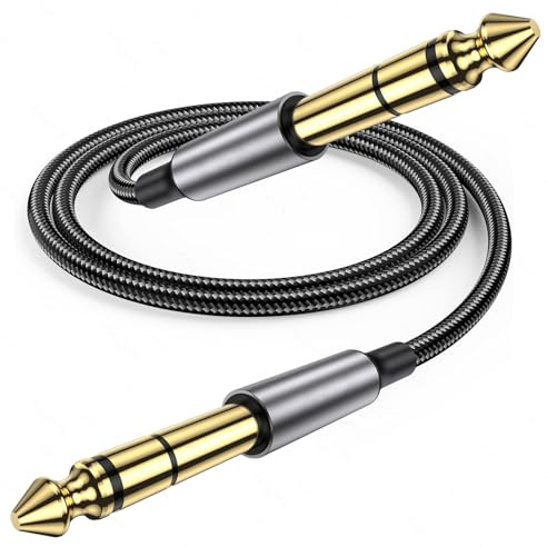 6.35mm (1/4 inch) male to 6.35mm (1/4 inch) male audio cable, (2M/6.6Ft), Guitar Cable, Nylon Braided Guitar Lead for Electric Guitar Bass, Amp, Speaker, Keyboard, Mandolin, Pro Audio, and More