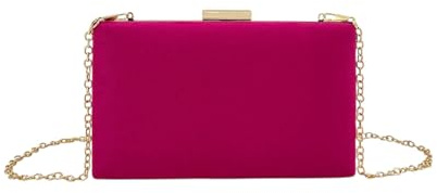 MODELISA Bolso de Mano Elegante, Cartera con Cadena de Hombro, Clutch de Noche Boda Noche Evento Ceremonia para Mujer (Fucsia)