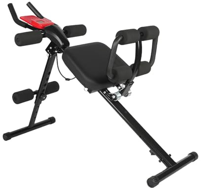 Entrenador Abdominal Multifuncional Plegable con Pantalla LCD, Cojín Acolchado Extra Grueso, Empuñaduras Antideslizantes de Espuma, para Ejercicios de Abdominales y Bíceps en Casa