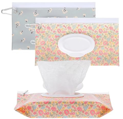 2-packs babyvåtservettdispenser, bärbar återanvändbar babyreserådtork & fodral, påfyllningsbar behållare för babyvåtservetter för blöja, håller våtservetter fräscha lätta våtservettpåsar för resor