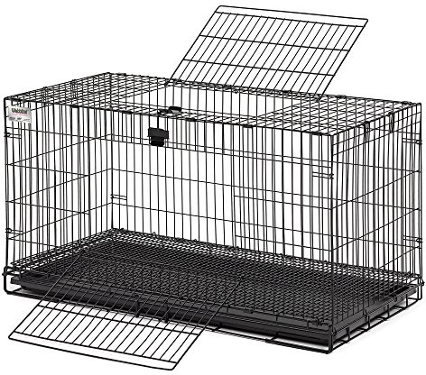 MidWest Homes for Pets Gabbia per conigli pieghevole, lunga 93,98 cm, con griglia per pavimento da 1,27 cm e vassoio in plastica rimovibile, nero, modello 157