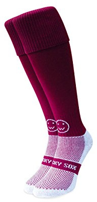 WackySox - Maroon Knee Length Rugby Socks Sports Socks for Men and Women Womens Sports Socks Mens Socks Walking Socks for Riding Hockey Football Running and Other Sports Activities