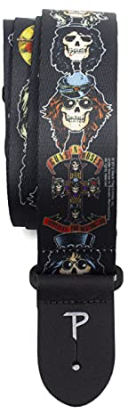 Perri's Leather PLLPCPRS Polyester Gitarrengurt Guns N Roses Totenköpfe