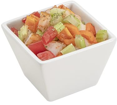 Restaurantware 6 Ounce Small Dessert Cups 10 Square Fondue Bowls - Oven Safe Chip Resistant White Porcelain Porcelain Dip Bowls Dishwasher Safe For Snacks Or Desserts