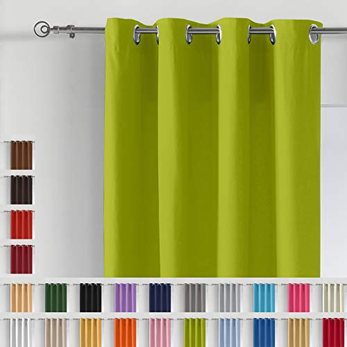 Barceló Hogar - Cortina Loneta Basic, 1 Unidad, Confeccionada 8 Ollaos de 40 mm, Medida 1,40x2,60 MT, Cortina Opaca Color Pistacho para Habitación, Salón o Dormitorio de Fácil Colocación.