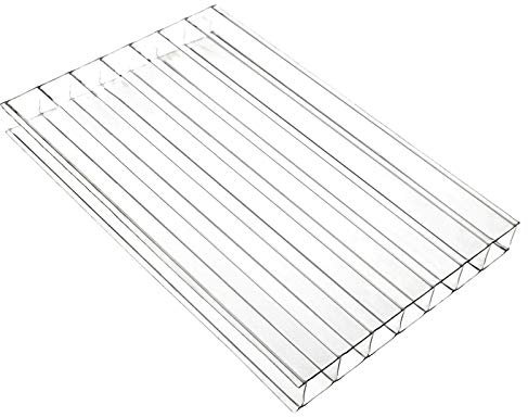 Clear, 1.2 x 3m (Width x Length) 10mm Multiwall Polycarbonate Sheets Poly Plastic Roof Panel for Lean-to Canopy Conservatory