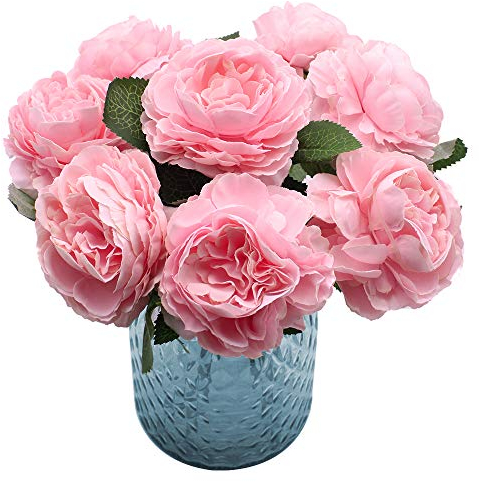 NewZC 8 Köpfe Künstliche Blumen Pfingstrose Gefälschte Blume Seidenblumen Deko Hochzeitsstrauß für Hochzeit Festival Büro Innendekoration - Rosa