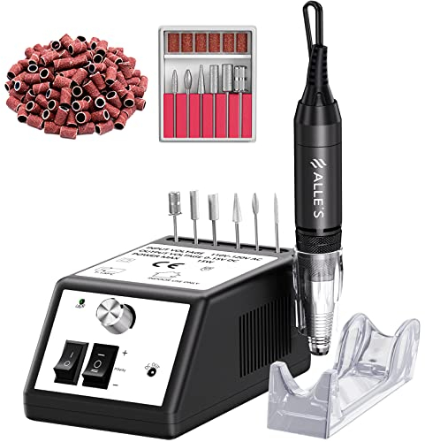 Nagelfräser, professionelle elektrische Nagelfeile 30.000 U/min, professioneller Nagelfräser Set Buffer Werkzeug zum Schleifen von Acrylnägeln mit Nagelspitzen-Set und 100 Schleifbändern (schwarz)