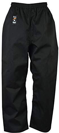 Playwell Martial Arts Karate-Hose, 100 % Baumwolle, mittelschwer, 266 g, Schwarz, Schwarz , 5/180cm