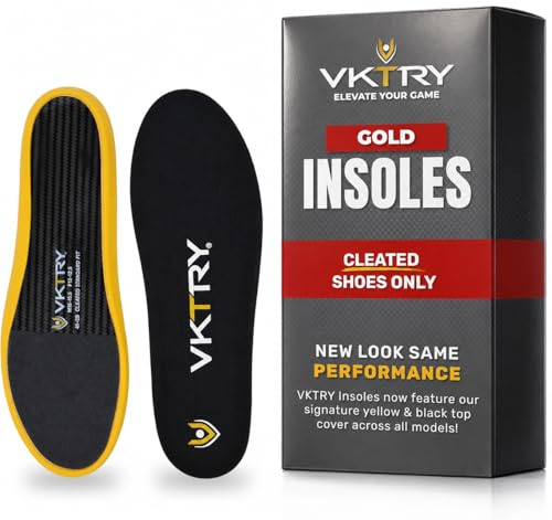 VKTRY Performance Insoles - Gold VKs - Carbon Fiber Shock Absorbing Sport Shoe Insoles for Pro Running, Basketball, Athletics - Improved Explosiveness, Injury Protection and Recovery, Weight 171-220