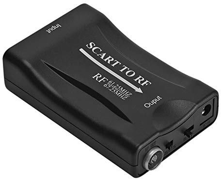 Queen.Y SCART auf RF, Scart zu RF Konverter,RF-Ausgangskonverter mit 67,25 MHz / 61,25 MHz Ausgangskonverter für TV-Box, für DVD/TV-Box/Netzwerkbox/Spielekonsole