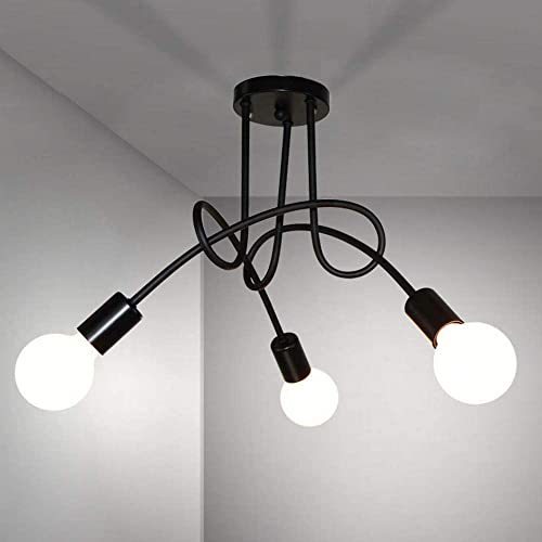DAXGD Plafoniera moderna, Lampade da soffitto in ferro vintage E27, Lampadario a 3 luci per Soggiorno Cucina Ristorante, Diametro 55 cm (Non includere lampadine)