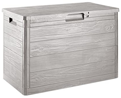 Toomax baule Multibox Woody's portattrezzi per esterni, baule da 160L, colore grigio tortora, dimensioni cm 77,5x44,5x52,7h