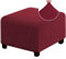MULARE Stretch-Fußhocker-Abdeckung, Ottoman-Abdeckung, Rutschfester Puff-Sofa-Bezug, Dicker Karierter Jacquard-Stoff mit elastischer Unterseite, Ottoman-Schonbezüge,Rot,S