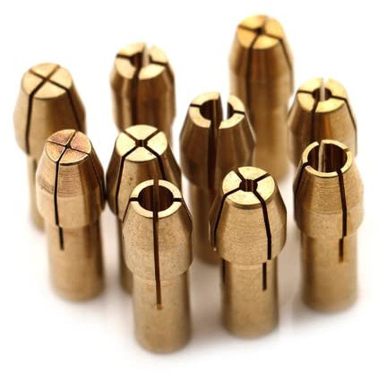 10 Mini Mandrini da Trapano Adattatore da 0,5 mm a 3,2 mm - Micro Pinza in Ottone Piacevole e Robusto per Trapano