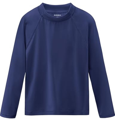 Boys Swim Shirts Rash Guard Long Sleeve Sun Protection UPF50+ Rashguard Fishing Surf Quick Dry Cool Beach Clothes for Little Kids Navy Blue Size 6
