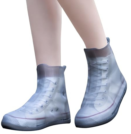 Adorila Waterproof Silicone Shoe Covers, Unisex Adult, Reusable Rain & Mud Protectors for Sneakers, Grey, Size XL