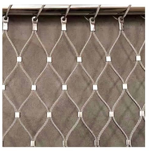 DTVEW 304 Edelstahl-Seilnetz, Flexibles Seil-Geländer-Netz, 5cm/2mm Sicherheitsnetz, Geflügelzuchtnetz, Sicherheitsnetze für Geländer(1.2x2m)