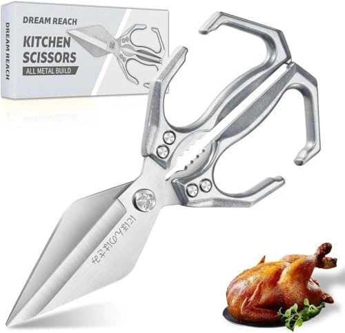 Dream Reach Heavy Duty Poultry Shears Kitchen Scissors Dishwasher Safe with Ergonomic Handle, Japanese High-Carbon Steel Cooking Shears for Chicken, Meat, Seafood, Bone Cutting Christmas Gifts for Men