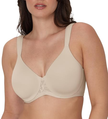 Bali Women's Underwire T-Shirt Bra, Our Coolest Smoothing Underwire Bra, Convertible Bra Almond