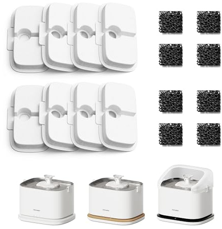 PETLIBRO Kattfontän, filter, 8-pack, reservfilter och svampar för Dockstream, WF106/WF116/WF105/WF115/WF005/WF305, enkelt byte, 4-månaders set, reservfilter för kattfontän