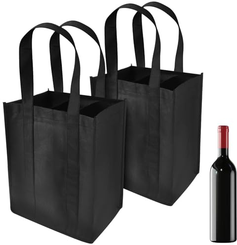 Qaestuan 2 Pezzi Borsa per Bottiglie, Borsa Portabottiglie con 6 Scomparti, 31 X 25 X 18cm Portabottiglie Acqua, Borsas Riutilizzabile per Bottiglie di Vino, per Viaggio Picnic Festa