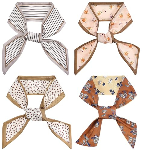 4Pcs Brown Handbag Scarf, Brown Scarf for Purse Handle, Multifunctional as Headbands Hair Accessories Bag Handles for Women and Girls