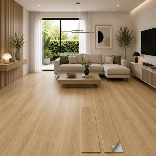 Pavimentos Arquiservi - Suelo Vinílico Autoadhesivo PVC -【1,12 m²】- Grosor 2mm - Diseño Roble Clásico Dorado - Gran Durabilidad y Resistente al Agua - Fácil Mantenimiento