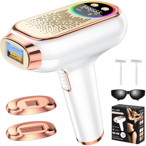 NIKYJM Depiladora Laser IPL 6,8cm² Gran calibre, Innovadora Función 3 en 1, 9 Niveles de Energía, Depiladora Luz Pulsada para Bikini, Axilas, Cara, Cuerpo Oro Rosa (Oro rosa)
