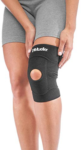 MUELLER Sports Medicine 4-Way Adjustable Knee Brace for Men and Women, Knee Stabilizer for Compression and Pain Relief Support, Ideal for Arthritis, Sprains, Black, One Size